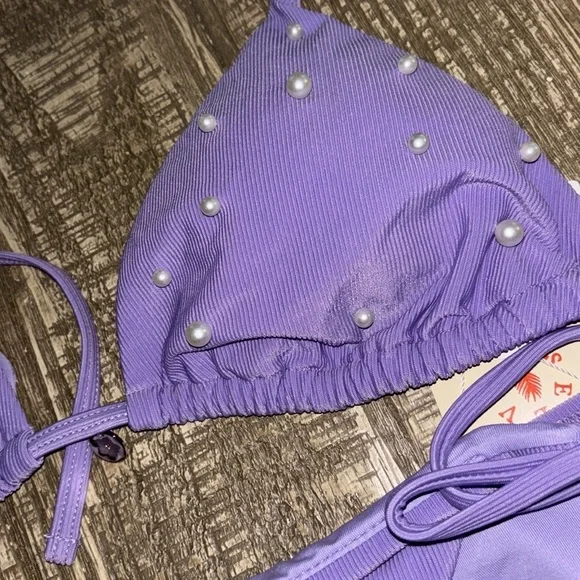 Purple Bikini with Pearl Accents - Picture 2 of 4